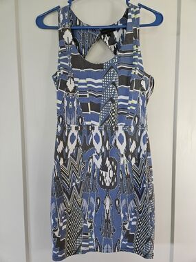 Jealous Tomato Blue Abstract Print Open Back Dress